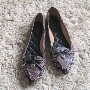 Michael Michael Kors Pointed Toe Snakeskin Ballet Flats